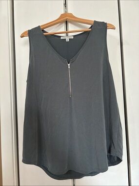 Green envelope Zip-Front Sleeveless Tank